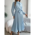 thumbnail image 6 of Yesfashion Autumn and Winter Elegant Women's Dress Stand Up Collar Long Sleeved Waist Cinched Long Skirt, 6 of 9