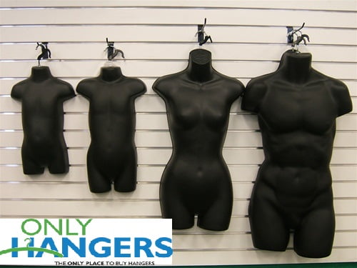 BLACK Child & Toddler Torso Mannequins Set 2 Stands 2 Hangers Kids Forms 