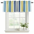 thumbnail image 2 of Blue Yellow Striped Valances for Windows, Decorative Rod Pocket Window Valance Curtains, Colorful Ombre Abstract Stripes Short Curtain Drapes for Kitchen/Bathroom/Living Room, 2 Panels, 42" W x 18" L, 2 of 8