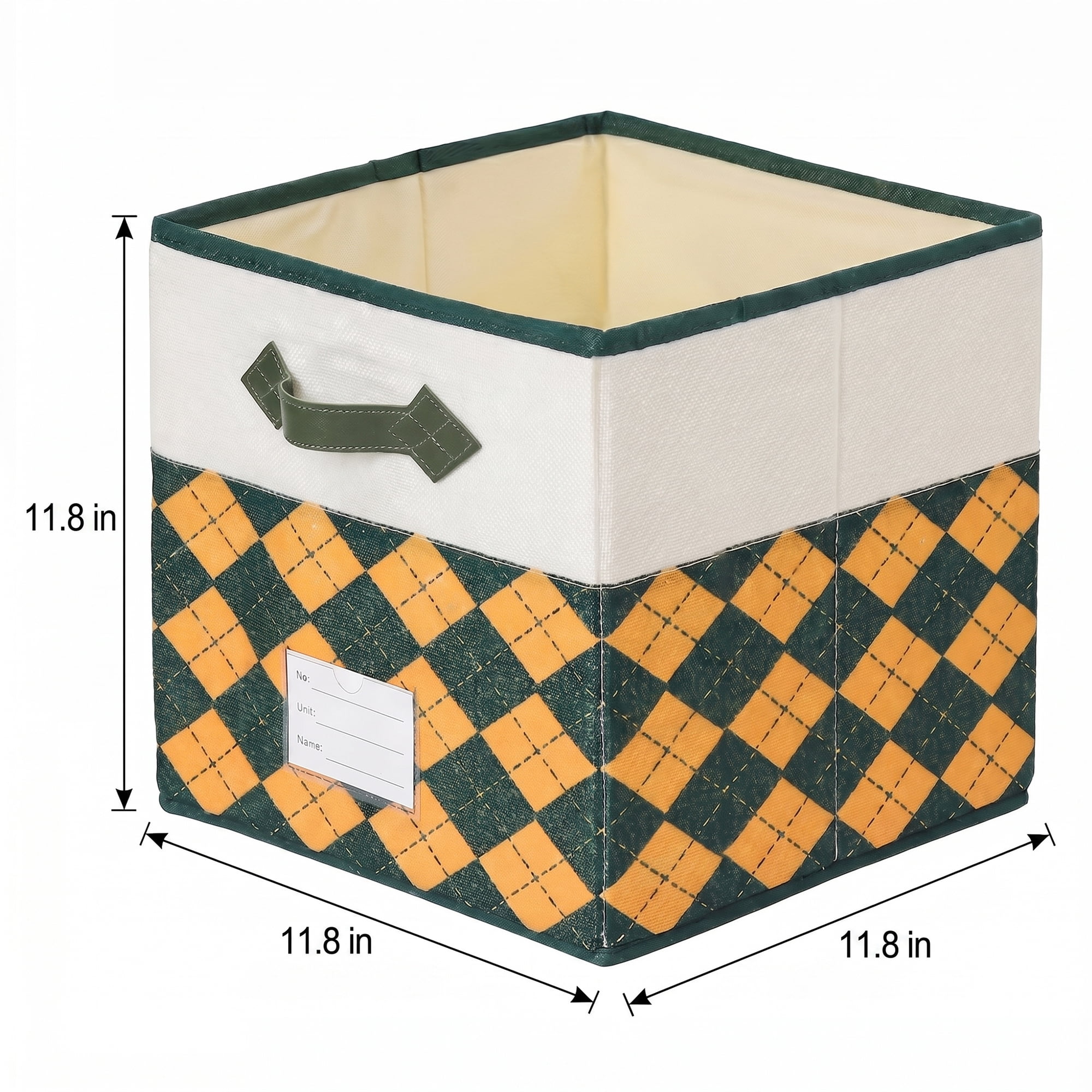 Unique Bargains Cube Collapsible Storage Basket for Organizing Clothes Books Orange Green