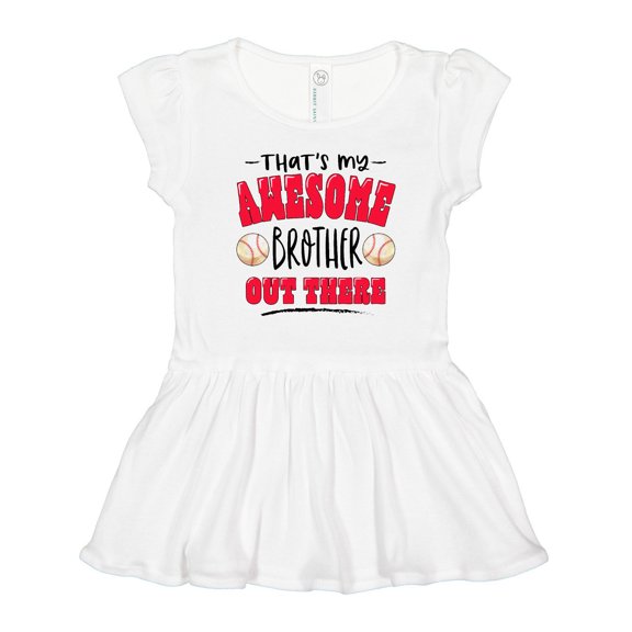 Inktastic That's My Awesome Brother out There with Baseballs Girls Toddler Dress