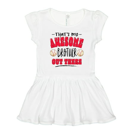 

Inktastic That s My Awesome Brother out There with Baseballs Gift Toddler Girl Dress