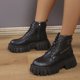 thumbnail image 4 of NECHOLOGY Botas Mujer Adulto Femenino Zapatos Botines mujer Zapatos de mujer Moda Suela gruesa Medias botas de manga larga Botas de nieve cálidas de felpa para exteriores (Black, 37.00), 4 of 7