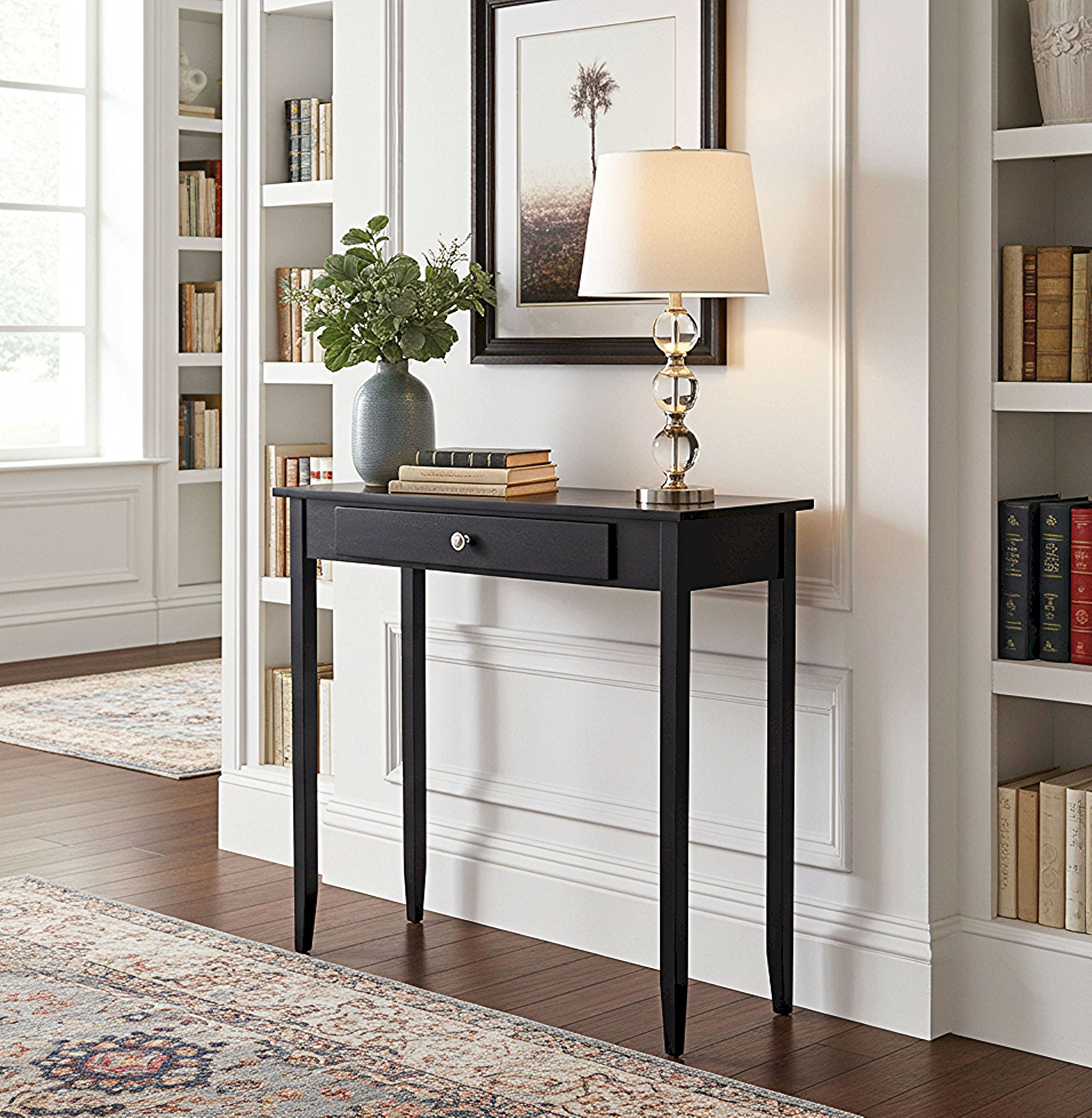 Casual Contemporary Living Modern Acacia Acacia Living Console Table, Black Matte