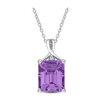 5.00 Carat (Ctw) Amethyst and White Topaz Pendant Necklace in Sterling Silver with Chain for Women