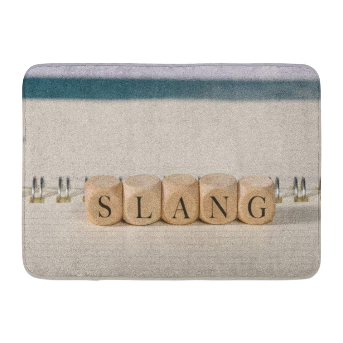 GODPOK Communication Alphabet Slang Word on Wooden Cubes Concept Block Dice Rug Doormat Bath Mat