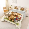 thumbnail image 2 of Manfei Kawaii Highland Cattle Queen Comforter Set,Cute Stars Floral Comforter Sets Queen,Brown Red,Light Gray Reversible,3 Pieces,1 Comforter and 2 Pillowcases, 2 of 7