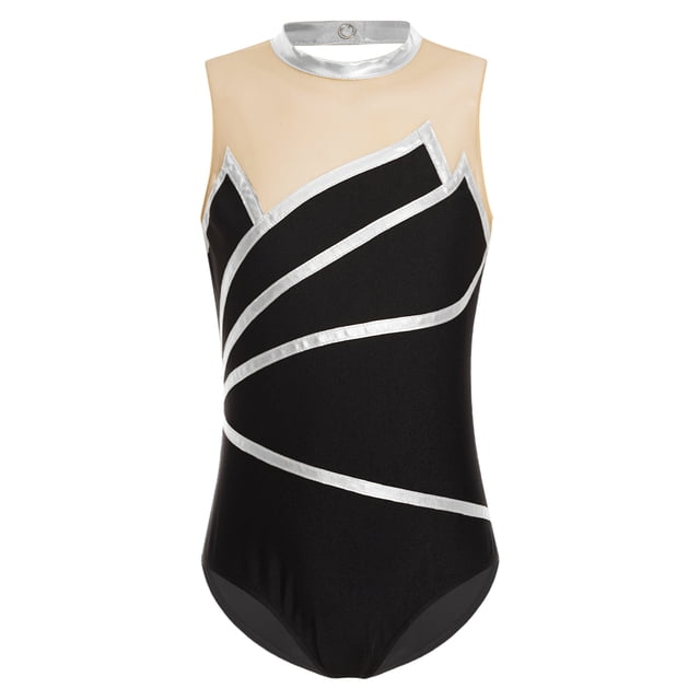 Jowowha Kids Girls Ballet Dance Leotard Gymnastics Unitard Tumbling Costumes for Stage Performance Silver 6