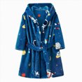 thumbnail image 2 of Gibobby Children's Plush Coral Fleece Bathrobe,Cozy Hooded Robe with Belt,Cute Print,for Kids Toddlers 1-7 Years,Warm After-Bath Loungewear Toddler Pajamas,Blue,Size 6-7T, 2 of 4