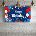thumbnail image 5 of Happy Birthday Banner with Balloons Cakes and Stars Background Party Decoration for Birthday Party Photography Props and Event Backdrop, 5 of 7