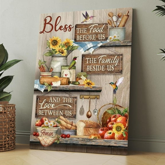 Colorful Kitchen Vintage Framed Canvas Wall Art, Christian Wall Decor for Office Living Room Bed Room, Inspirational Religious Wall Decor Gift