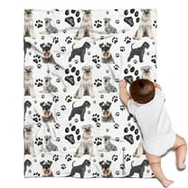 Schnauzer Dogs with Paw Blanket,Comfortable Soft Lamb Wool Throw Blanket,All Season,Warm Lightweight Blankets for Sofa Bed Couch Living Room Chair,30"x40"