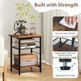 thumbnail image 2 of Barara King Set of 2 End Tables with 3-Tier Storage Shelves and Metal Frame for Living Room, Bedroom, Lounge Accent Furniture Pair, Rustic Brown, 2 of 4