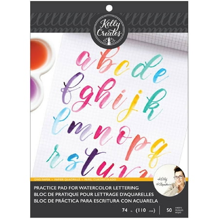UPC: 0718813547260 | Kelly Creates Watercolor Brush Lettering Paper Pad 8.5 X11 -Practice Pad W/Grid 50 Sheets
