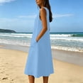 thumbnail image 5 of Bxsruta Women's Sleeveless Henley Midi Dress with Pockets Casual a Line Cotton Blend Tank Dress - Soft Breathable V Neck Pull on Summer Dress for Everyday Wear, 5 of 8