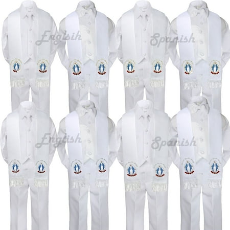 

5pc Baby Toddler Virgin Mary Stole Christening Neck or Bow Tie Vest Suit Sm-7