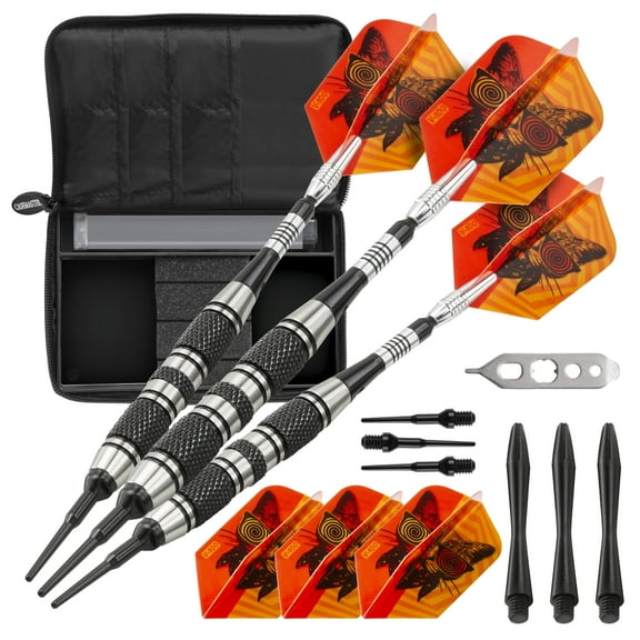 Viper The Freak Soft Tip Darts Knurled and Shark Fin Barrel 18 Grams and Casemaster Select Black Nylon Dart Case