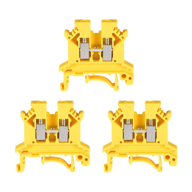 Bloque Terminales Riel DIN UK2.5B 690V 32A, Abrazadera Tipo Tornillo 2.5mm2 Amarillo 3uds Unique Bargains Bloque de terminales de carril DIN UK2.5B