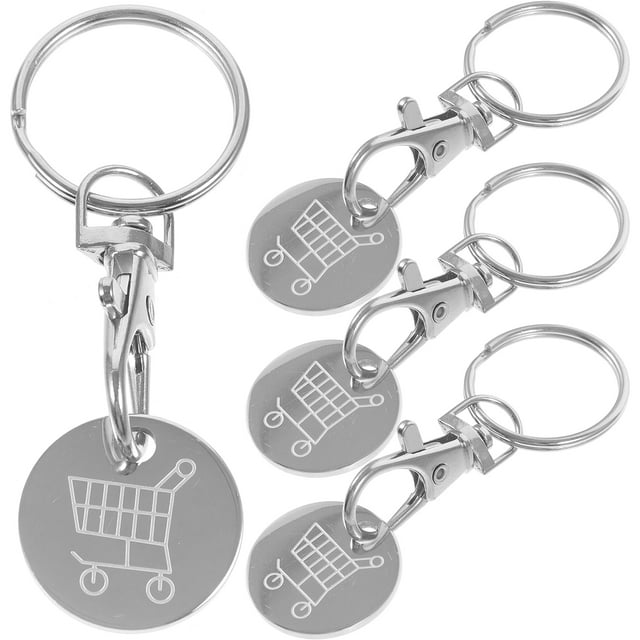 Miangastore 4Pcs Shopping Trolley Token Key Ring Trolley Token Coin Keyring Supermarket Shopping Cart Token Keychain