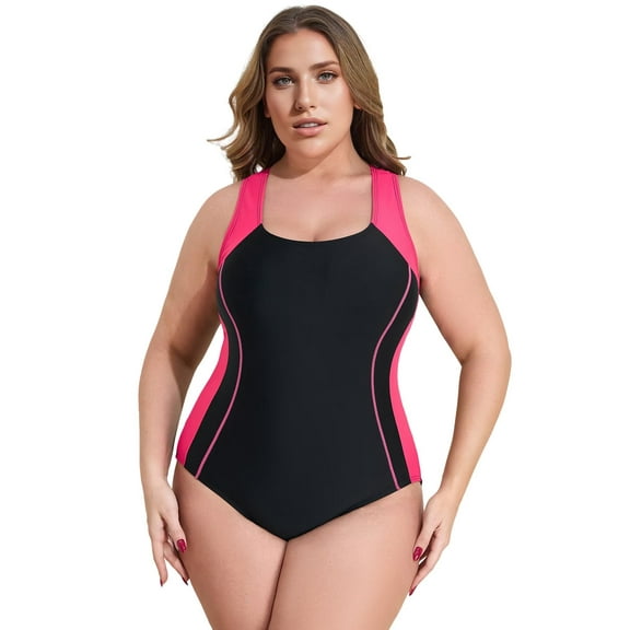 Anwell Plus Size Swimsuit for Womens Modest Sport Swimwear Racerback One Piece Bath Suit