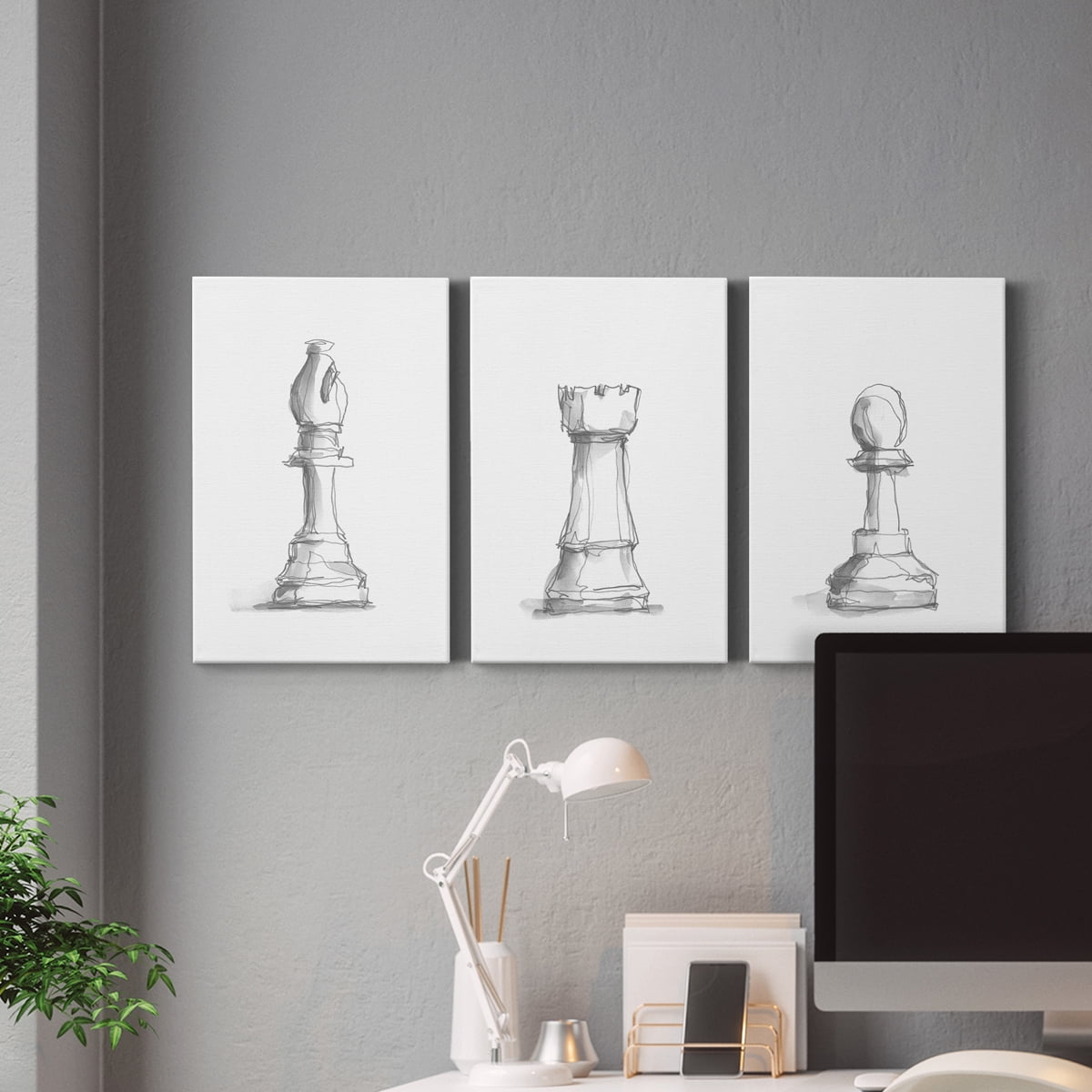 Chess Piece Study IV Premium Gallery Wrapped Canvas - Ready to Hang - 24 x 36 Each
