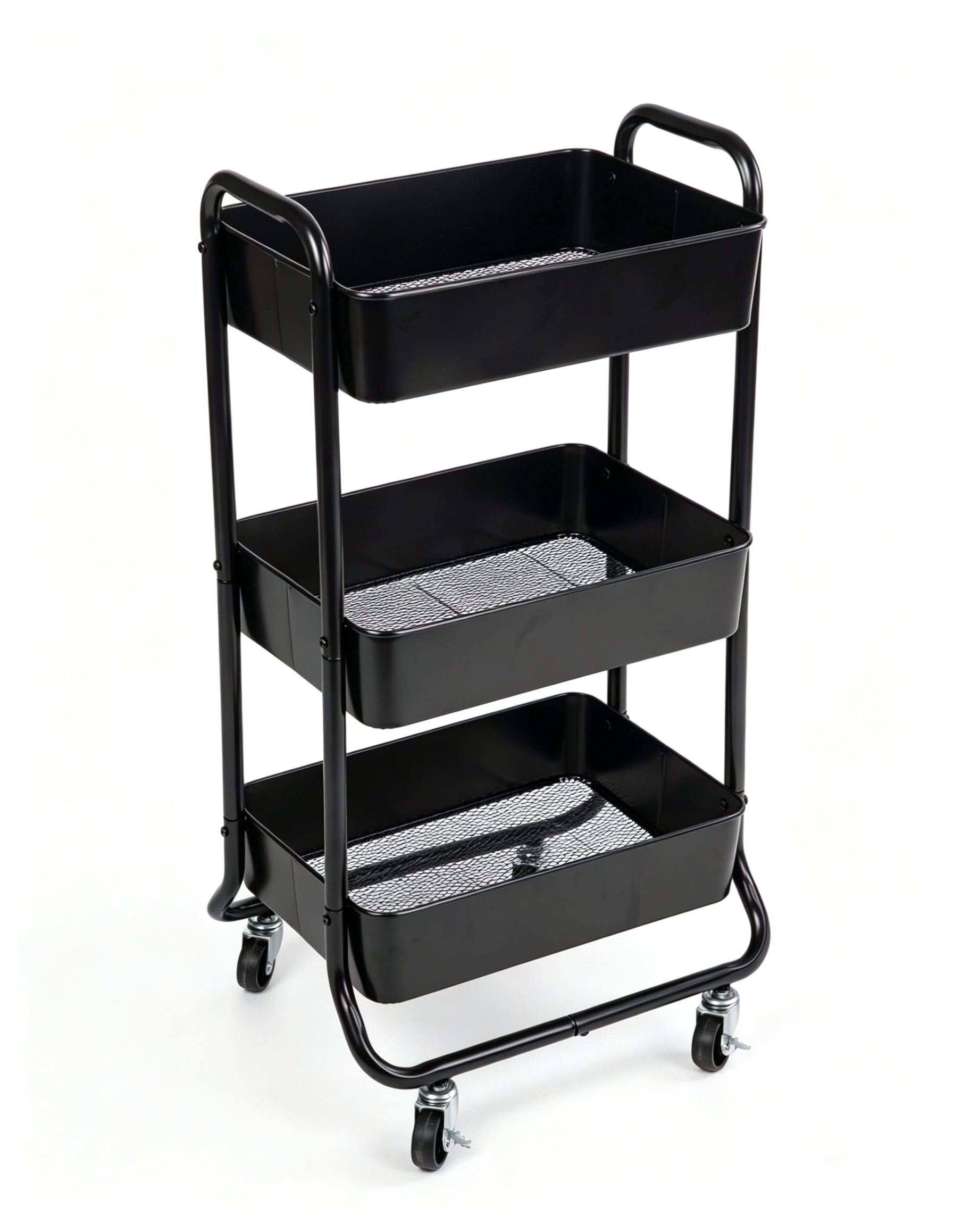 Mainstays Metal Utility Cart, 3 Tiers, Black, Easy Rolling with Mainstays Metal Utility Cart, 3 Tiers, Black, Easy Rolling with