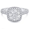 thumbnail image 2 of 2.75CTW Round Cut Diamond in Cushion Halo Antique Style Three Sided Engagement Ring R208, 2 of 4