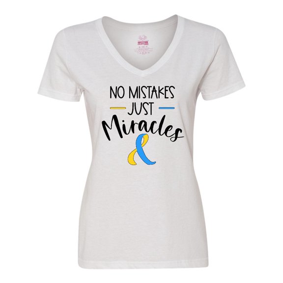 Inktastic No Mistakes, Just Miracles Down Syndrome Awareness Women's V-Neck T-Shirt