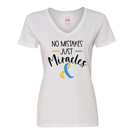 Inktastic No Mistakes Just Miracles Down Syndrome Awareness Women s V-Neck T-Shirt
