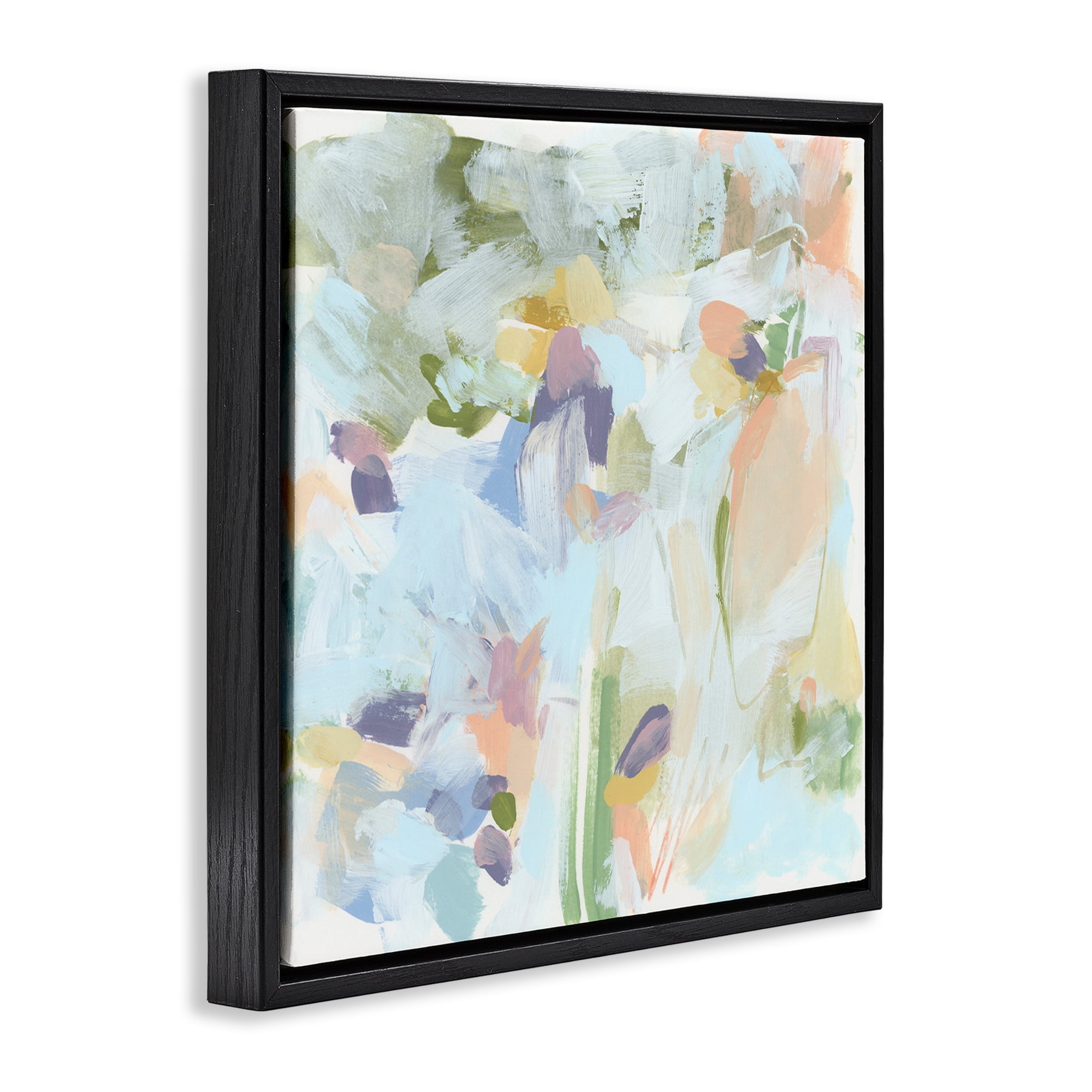 Stupell Industries Chaotic Pastel Arrangement Abstract Painting Black Floater Framed Canvas Art Print Wall Art, 25 x 25