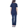 thumbnail image 4 of Dagacci Medical Uniform Women's Colorblock V-Neck Natural Stretch Scrubs Set (Navy,XXXL), 4 of 5