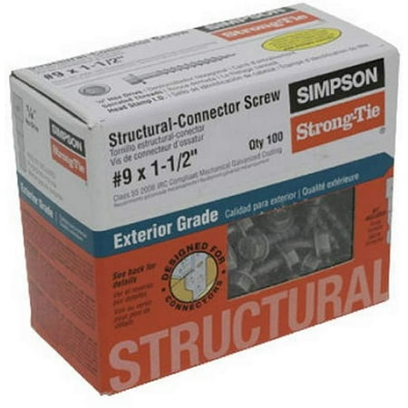 

Simpson Structural Screws SD9112R100 No.9 By 1-1/2-Inch Structural-Connector Screw 100-Pack