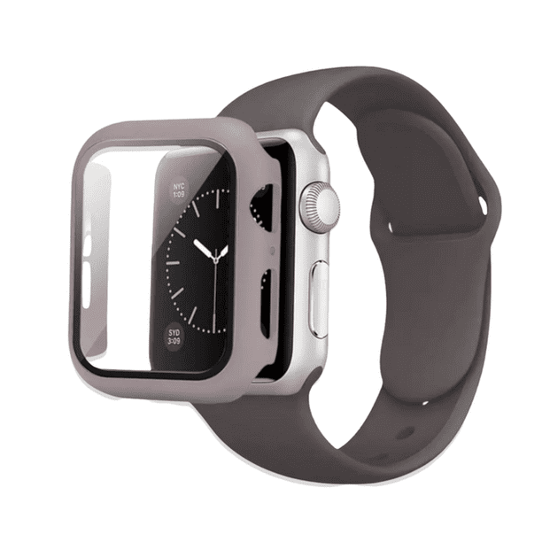 Correa para Apple Watch de 41mm de Silicón + Case Protector de pantalla con Cristal Templado. Mamá Pulpo Silicón con case