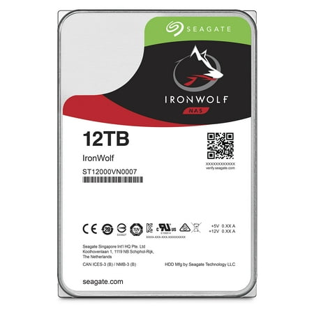 Seagate IronWolf 12TB NAS Internal Hard Drive HDD – 3.5 Inch SATA 6Gb/s 7200 RPM 256MB Cache for RAID Network Attached Storage (Best Home Network Drive)