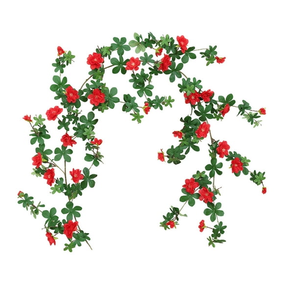 Artificial Plants Outdoor Simulation Rose Vines Roses Vines Fake Flowers Decorative Conditioning Pipe Winding Plastic Rattan Wall Plants Cover Up Red