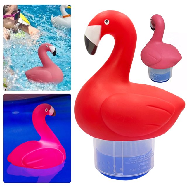Flotador de cloro flamenco, flotador de flamenco inflable de PVC, dispensador de cloro flotante para purificar el agua de la piscina