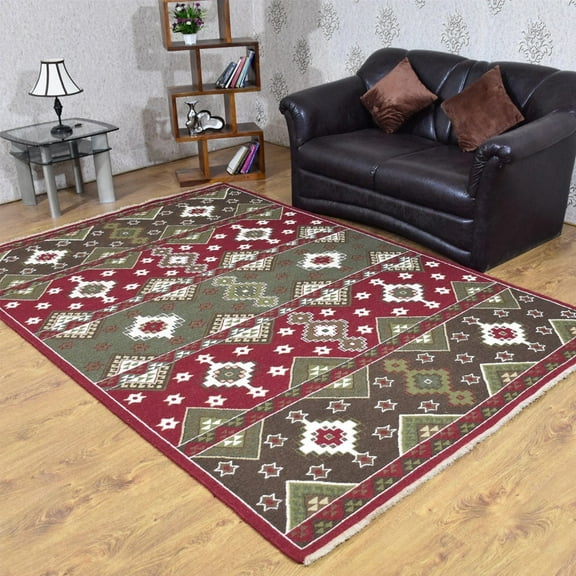 Rugsotic Carpets Hand Knotted Sumak Wool Area Rugs - 6'X9', Rectangle, Multicolor, Classic Oriental Traditional Design, High Pile Thick Handmade Anti Skid Area Rugs For Living Room, Bed Room (Sw0019)