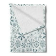 thumbnail image 2 of Winter Soft Flannel Fleece Blanket, Merry Xmas Theme Delicate Snowflakes Cold Freezing Weather Vintage Holiday Pattern, Cozy Plush for Indoor and Outdoor Use, 70" x 90", Teal White, by Ambesonne, 2 of 5