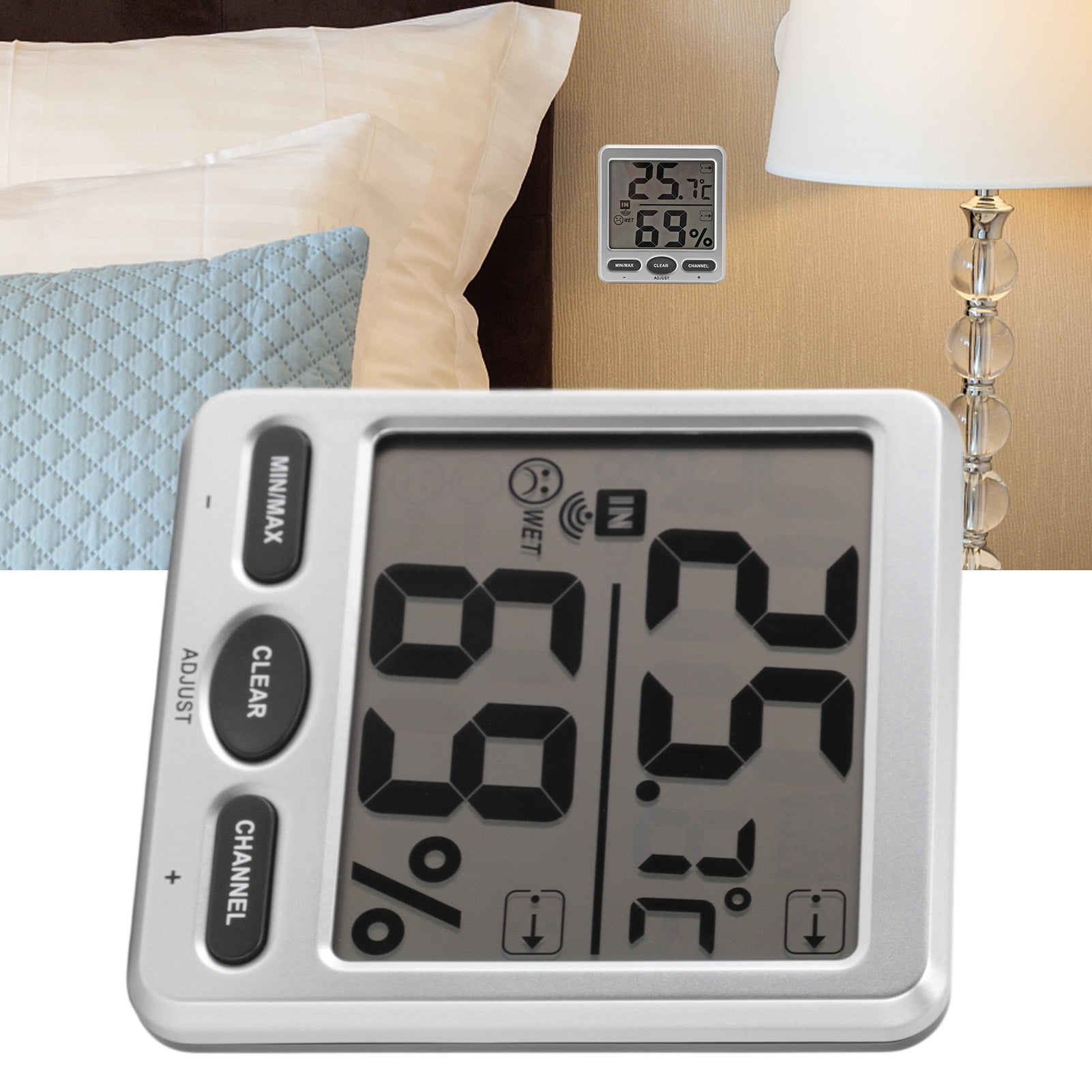 YAHHU Room Thermometer Large Screen Comfort Level Indicator 24 Hours Record High Accuracy Humidity Sensor for Indoor Outdoor