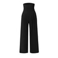 thumbnail image 4 of Baqcunre Trousers Pants for Women High Waist Pockets Elastic Waist Solid Loose Pants Casual Long Trousers Womens Fashion Women's Pants Womens Pants Womens Clothes Black XXL, 4 of 6