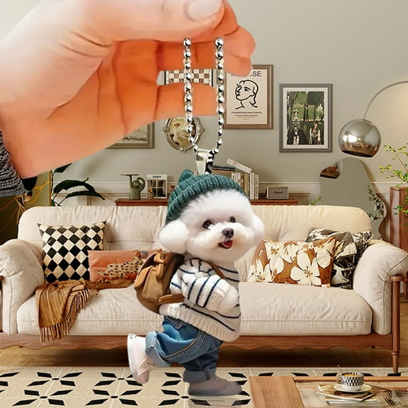 Giunmcul Online Shopping 2D Puppy Backpack Double Sided Acrylic Pendant