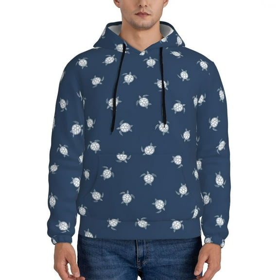 Naloa Turtle Men's Casual Hooded Collar Drawstring Hoodies Pullover Sweatshirts Casual Long Sleeve Shirts-Small