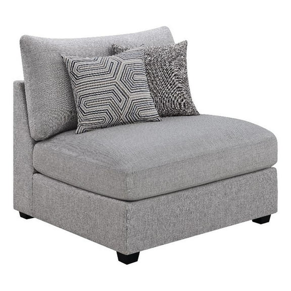 Pemberly Row Modern Fabric Upholstered Armless Chair in Gray