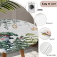 thumbnail image 3 of Green Snowman Christmas Round Tablecloth for 45-54 Inch Tables,Fitted Table Cover with Elastic Edge,Xmas Snowflake Eucalyptus Leaves Waterproof Outdoor Table Cloth Protector for Patio Garden Dinner, 3 of 9