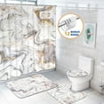 thumbnail image 2 of FRAMICS Natural Marble Shower Curtain and Rug Sets, 16 Pc Modern Abstract Bathroom Sets, Beige Waterproof Fabric Shower Curtain with 12 Hooks and Toilet Rugs, 2 of 10