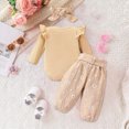 thumbnail image 5 of TOWED22 Newborn Baby Girl Outfits Long Sleeve Solid Color Romper Pants Headband Fall Winter Clothes 3Pcs,6-12 M, 5 of 9