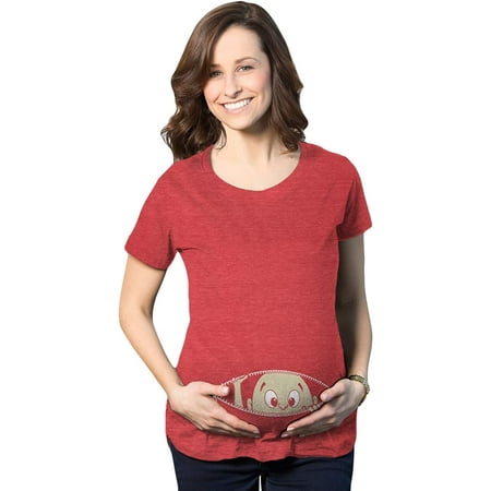 

Maternity Baby Peeking T Shirt Funny Pregnancy Tee for Expecting Mothers Heather Red Large
