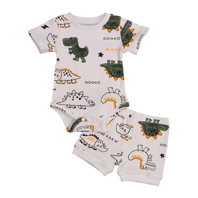 Huakaishijie Infant Baby Boys Dinosaur Clothes Ribbed Knit Romper