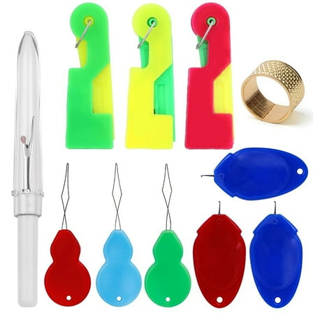 Needle Threaders with Thimble Kit Sewing Tool Handmade Craft Set Supplies for Sewing Embroidery Needlework Craft