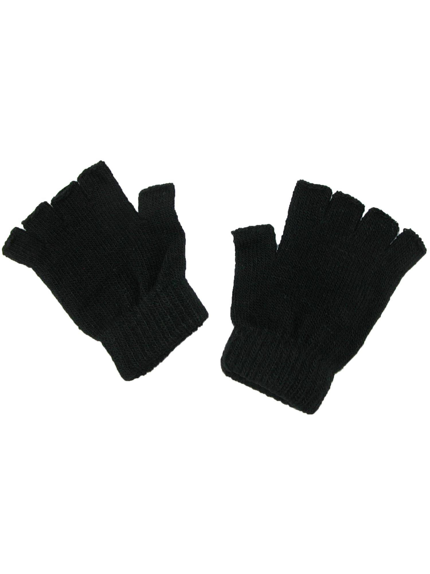 mens womens fingerless black gloves FINGERLESS WARM STRETCH BLACK MAGIC GLOVES 